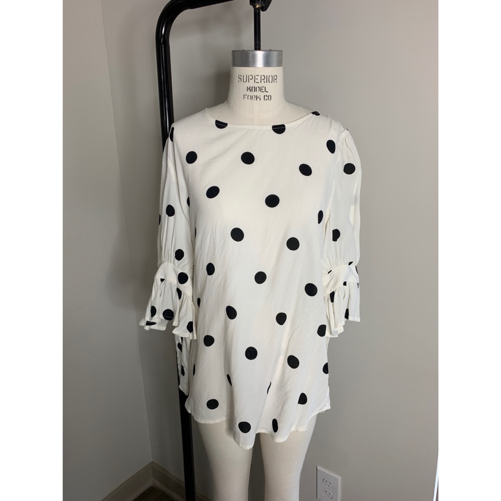 Polka Dot Ruffle Sleeve Blouse